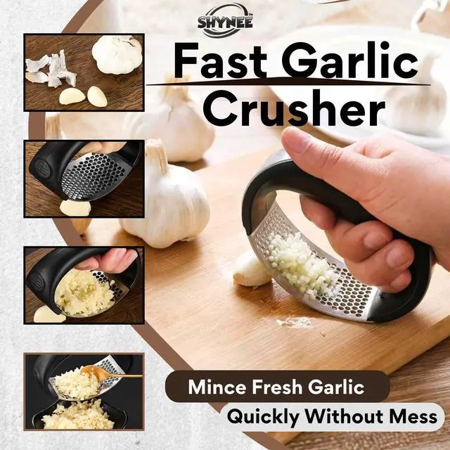 Alt view image 4 of 7 - 4PCs Kitchen Essentials Set Premium Quality Lemon Squeezer, Garlic Press, Stainless Steel Whisk, Multi-Use Grater, Cheese Grater Durable, Easy to Clean Cooking Tools Set for Everyday Meal Prep