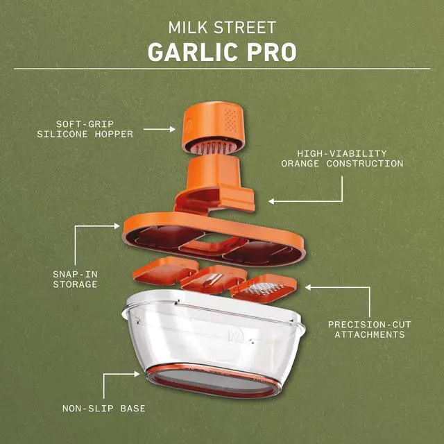 Alt view image 5 of 7 - Garlic Pro Safe, Easy Garlic Slicer & Grater with Odor-Proof Hopper and Storage Base Includes 3 Snap-In Attachments for Effortless Prep