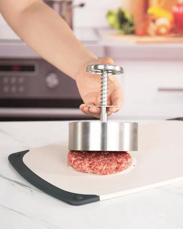 Alt view image 2 of 6 - 304 Stainless Steel Burger Press,Hamburger Patty Maker, Heavy Duty Stainless Steel Burger Press for Ground Beef, Burgers (Dishwasher Safe) (BP01 PRO-5.5")