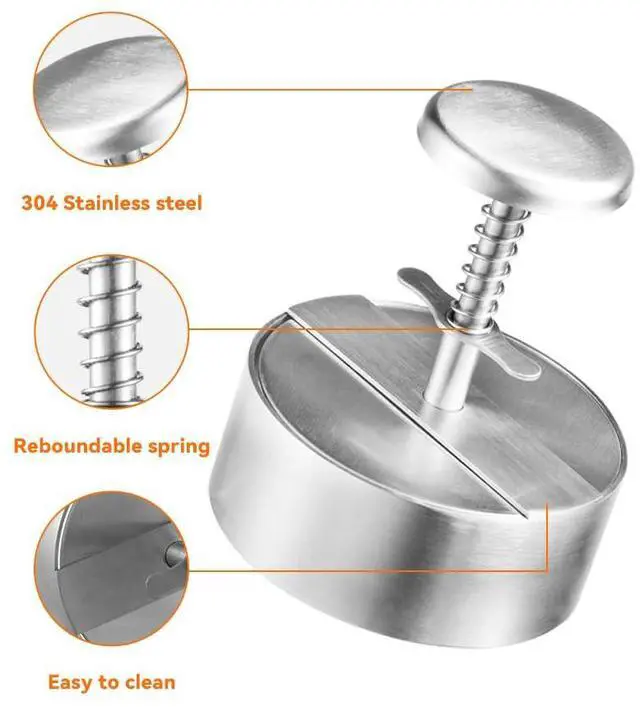 Alt view image 5 of 6 - 304 Stainless Steel Burger Press,Hamburger Patty Maker, Heavy Duty Stainless Steel Burger Press for Ground Beef, Burgers (Dishwasher Safe) (BP01 PRO-5.5")