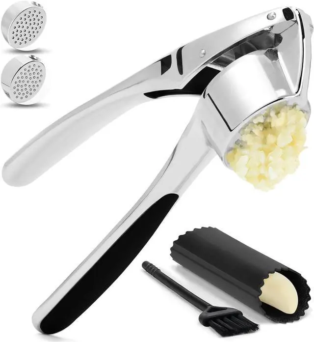 Main image of Professional Garlic Mincer Tool - Easy-Squeeze, Easy-Clean with Soft, Ergonomic Handle - Silicone Garlic Peeler & Brush