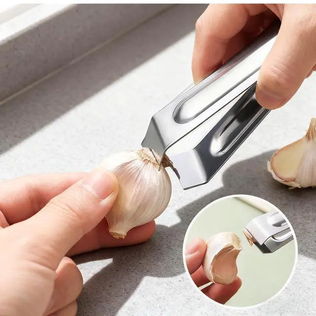 Alt view image 2 of 7 - Garlic Press and Peel Set Stainless Steel- Rust Proof Garlic Mincer Tool - Easy-Squeeze, Easy-Clean Silicone Garlic Peeler & Brush (Green)