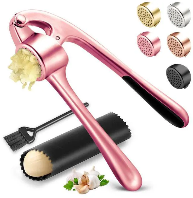 Main image of Kitchen Garlic Press, Rust Proof & Dishwasher Safe Garlic Mincer, Durable Garlic Crusher Set with PeelerBrush, Easy to Clean and Squeeze, Rose
