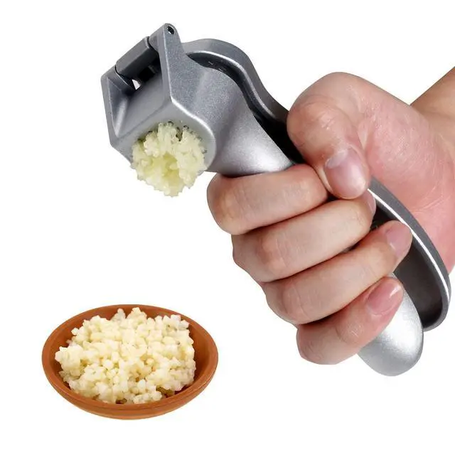 Alt view image 2 of 7 - Garlic Press, Garlic Mincer Easy-squeeze Ergonomic Handle, Rust Proof, No Need To Peel, Professional Ginger Press & Garlic Crusher with Handy Cleaning Brush- Dishwasher Safe