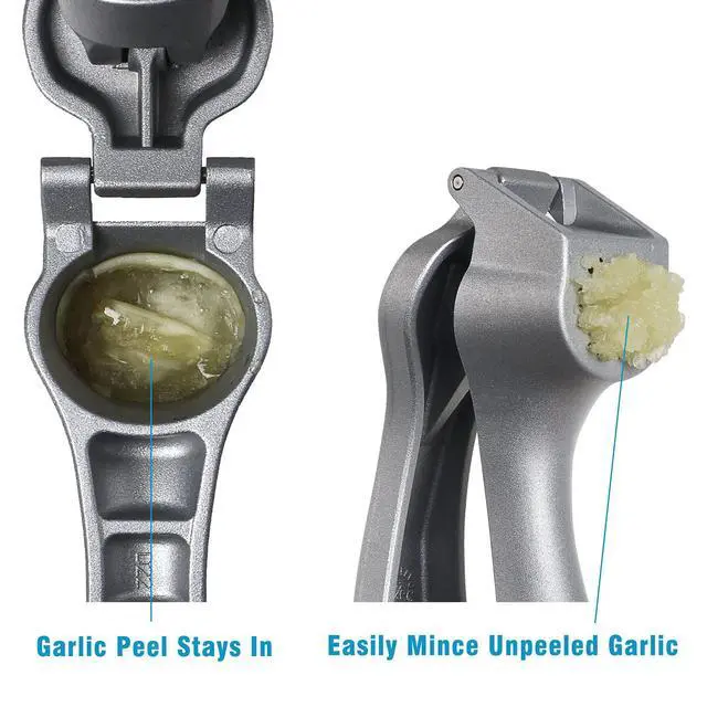 Alt view image 4 of 7 - Garlic Press, Garlic Mincer Easy-squeeze Ergonomic Handle, Rust Proof, No Need To Peel, Professional Ginger Press & Garlic Crusher with Handy Cleaning Brush- Dishwasher Safe