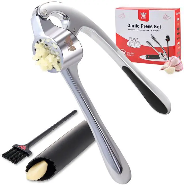 Main image of Premium Zinc Alloy Garlic Mincer Efficient Garlic Crusher & Presser Heavy-Duty Rust-Proof Garlic Masher Kitchen Tool With Garlic Peeler & Brush Home & Kitchen Essential Gadgets