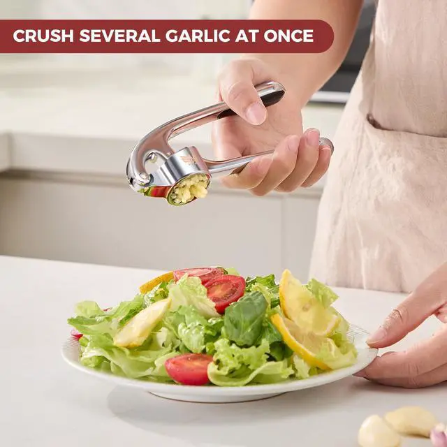 Alt view image 4 of 7 - Premium Zinc Alloy Garlic Mincer Efficient Garlic Crusher & Presser Heavy-Duty Rust-Proof Garlic Masher Kitchen Tool With Garlic Peeler & Brush Home & Kitchen Essential Gadgets