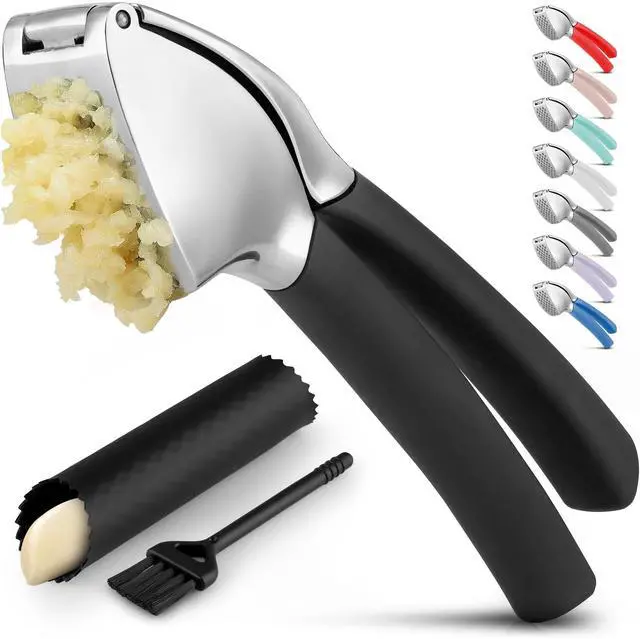 Main image of Comfort Grip Garlic Press - Garlic Mincer Tool - Garlic Crusher - Garlic Press Mincer Rust Proof, with Soft Ergonomic Handle, Easy Clean Set with Peeler and Brush