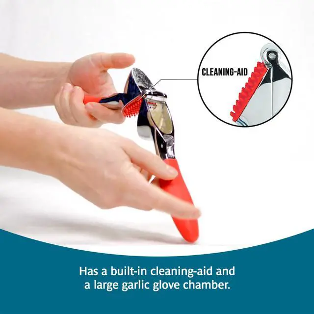 Alt view image 3 of 7 - Garlic Press - Effortless Garlic Crusher with Built-In Cleaning Aid, Large Garlic Chamber, Comfortable Ergonomic Handle, BPA-Free & Dishwasher-Safe - Quick and Easy Meal Preparation