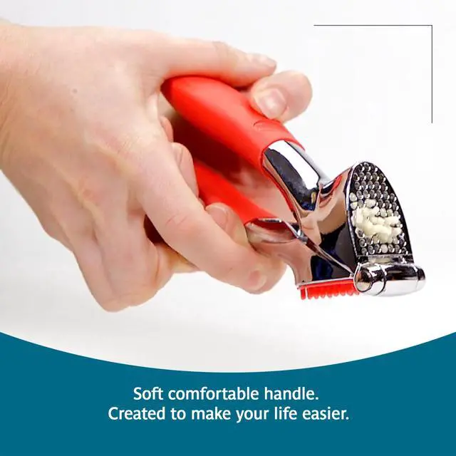 Alt view image 5 of 7 - Garlic Press - Effortless Garlic Crusher with Built-In Cleaning Aid, Large Garlic Chamber, Comfortable Ergonomic Handle, BPA-Free & Dishwasher-Safe - Quick and Easy Meal Preparation