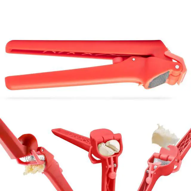 Alt view image 3 of 7 - Garject Lite 2-In-1 Garlic Peeler, Garlic Press & Mincer with Garlic Peel Ejector, Nylon - Red