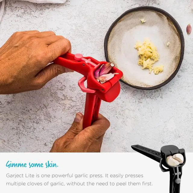 Alt view image 5 of 7 - Garject Lite 2-In-1 Garlic Peeler, Garlic Press & Mincer with Garlic Peel Ejector, Nylon - Red