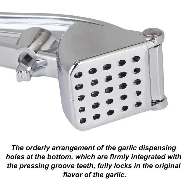Alt view image 3 of 7 - Garlic Press, Aluminum Alloy Heavy-Duty Garlic Mincer Crusher, Easy Squeeze Masher Rocker Tool with Ergonomic Handle, Dishwasher Safe Kitchen Gadget Essential (Silver)