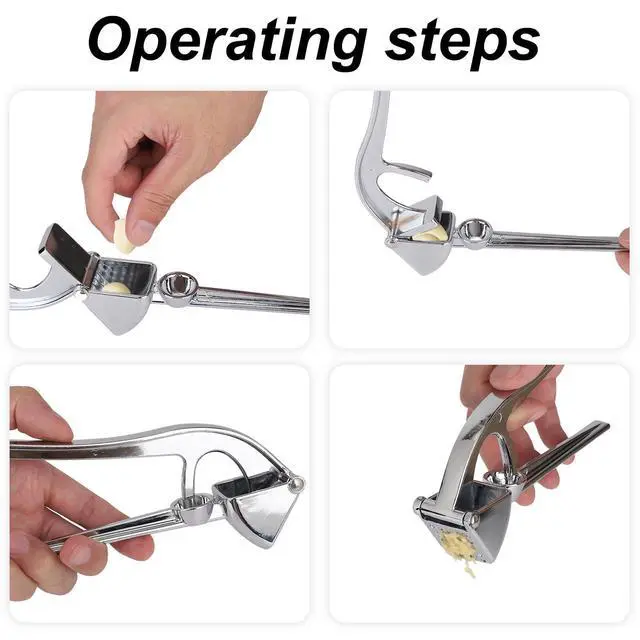 Alt view image 5 of 7 - Garlic Press, Aluminum Alloy Heavy-Duty Garlic Mincer Crusher, Easy Squeeze Masher Rocker Tool with Ergonomic Handle, Dishwasher Safe Kitchen Gadget Essential (Silver)