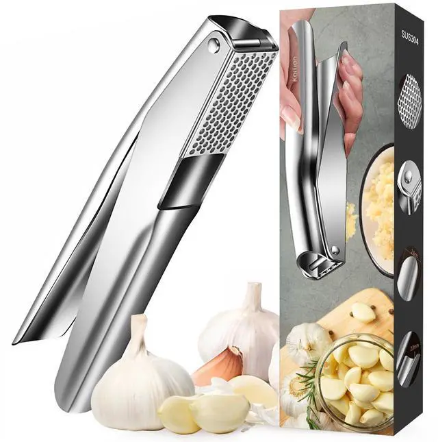 Main image of Garlic Press Stainless Steel, Garlic Crusher, Dishwasher Safe