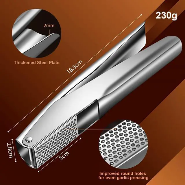 Alt view image 6 of 7 - Garlic Press Stainless Steel, Garlic Crusher, Dishwasher Safe