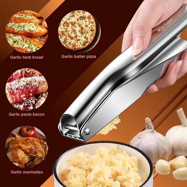 Alt view image 4 of 7 - Garlic Press Stainless Steel, Garlic Crusher, Dishwasher Safe