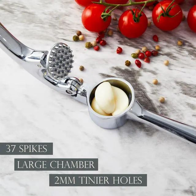 Alt view image 4 of 7 - Premium Garlic Press, Professional Garlic Mincer, Easy to Squeeze and Clean, Rust Proof, Efficient Ginger Crusher - Sliver