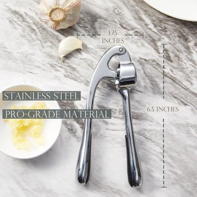 Alt view image 3 of 7 - Premium Garlic Press, Professional Garlic Mincer, Easy to Squeeze and Clean, Rust Proof, Efficient Ginger Crusher - Sliver