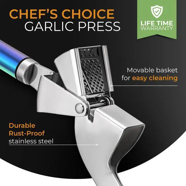 Alt view image 2 of 7 - Garlic Press and Peeler Set, Stainless Steel - Professional Grade Mincer, Crusher - Dishwasher Safe & Rust-proof, Multi-colored