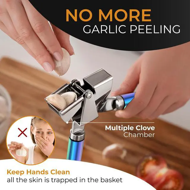 Alt view image 3 of 7 - Garlic Press and Peeler Set, Stainless Steel - Professional Grade Mincer, Crusher - Dishwasher Safe & Rust-proof, Multi-colored