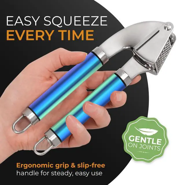 Alt view image 5 of 7 - Garlic Press and Peeler Set, Stainless Steel - Professional Grade Mincer, Crusher - Dishwasher Safe & Rust-proof, Multi-colored