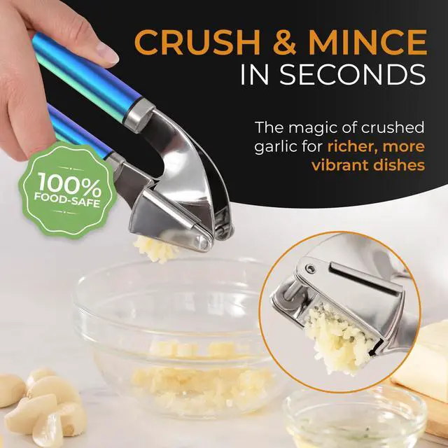 Alt view image 6 of 7 - Garlic Press and Peeler Set, Stainless Steel - Professional Grade Mincer, Crusher - Dishwasher Safe & Rust-proof, Multi-colored