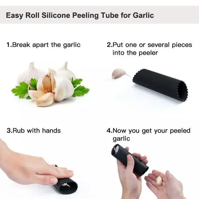 Alt view image 3 of 7 - Heavy Duty Garlic Press, Zinc Alloy Garlic Crusher & Mincer, Easy Squeeze Garlic Press Tool with Ergonomic Handle, Garlic Mincer with Peeler Tube & Cleaning Brush for Kitchen Cooking
