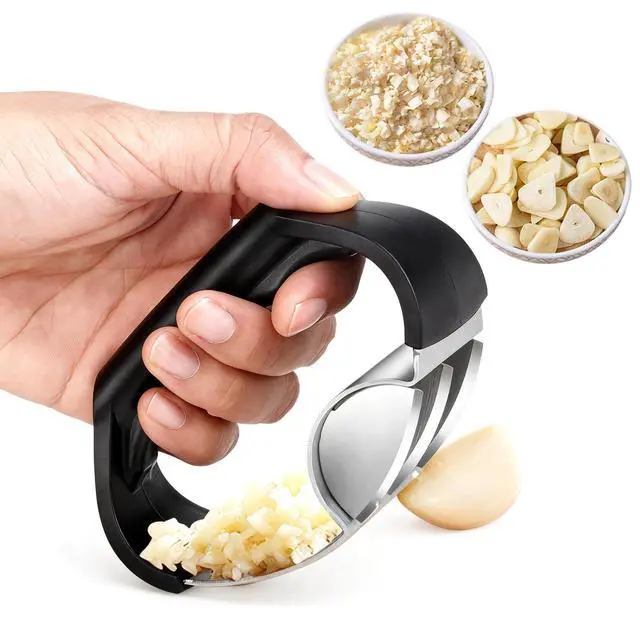 Alt view image 7 of 7 - 2-in-1 Garlic Press Rocker Stainless Steel with Slicer Blade, Garlic Roller,Garlic Rocker Press for Ginger & Chili, Ergonomic Non-Slip Handle, Dishwasher Safe Garlic Crusher