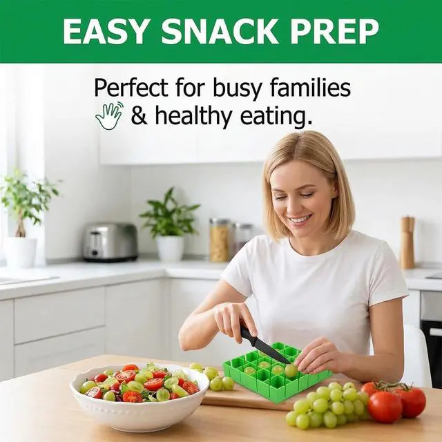 Alt view image 5 of 6 - Grapes Cherry Tomatoes Cutter Slicer,Grape Slicer,Grape Cutter For Toddlers 1-3,Grape Cutter Tool,16 Compartments Finger Safe Cherry Tomato Slicing Tool For Salad Kids Baby Toddlers' Snacks