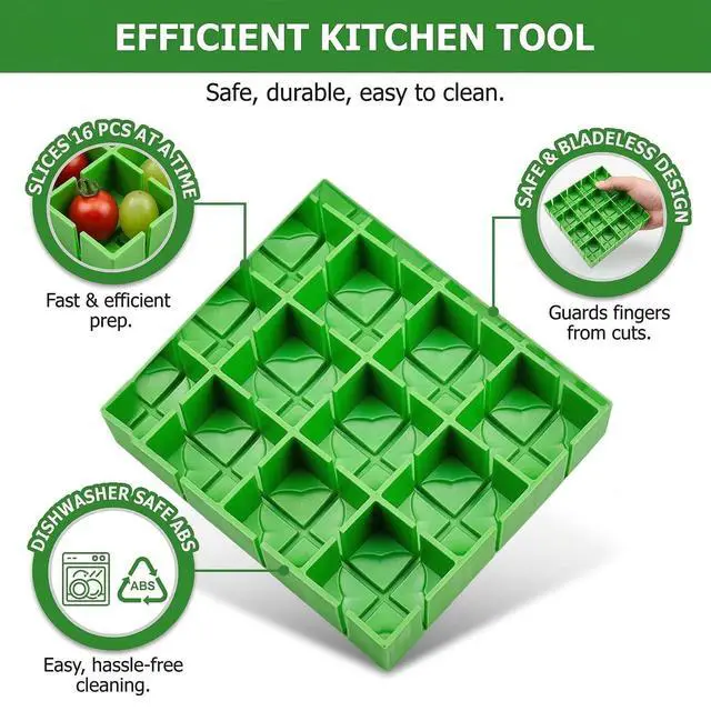 Alt view image 3 of 6 - Grapes Cherry Tomatoes Cutter Slicer,Grape Slicer,Grape Cutter For Toddlers 1-3,Grape Cutter Tool,16 Compartments Finger Safe Cherry Tomato Slicing Tool For Salad Kids Baby Toddlers' Snacks