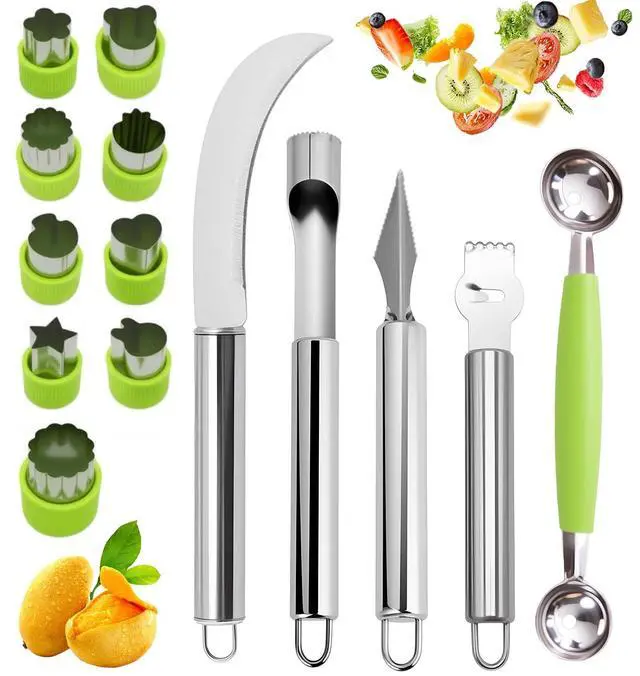 Main image of 14Pcs Stainless Steel Fruits Vegetable Carving Tools Set