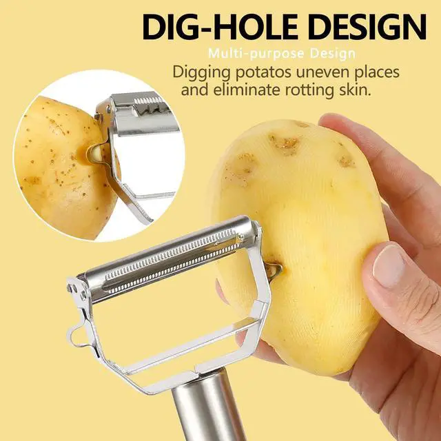 Alt view image 4 of 6 - Stainless Steel Peeler Julienne Cutter Slicer for Carrot Potato Melon Vegetable and Fruit with Cleaning Brush