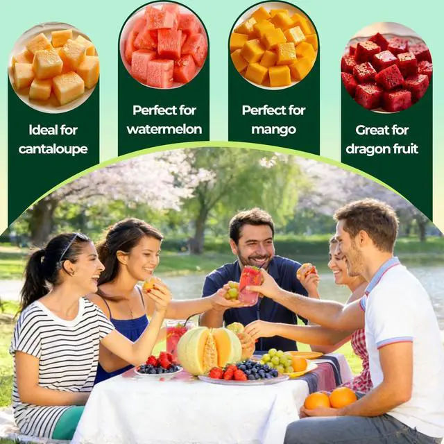 Alt view image 5 of 6 - 2-in-1 Dual Head Watermelon Slicer Fork, 304 Stainless Steel Fruit Cube Cutter Tool, 2 Pack