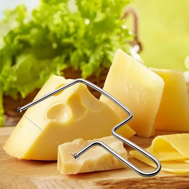 Alt view image 2 of 6 - Cheese Slicer/Cutter With Extra 2 Wires-Easy And Fast Cutting Hard Or Semi Hard Block Cheeses-Stainless Steel Kitchen Tool-Long Lasting Wires