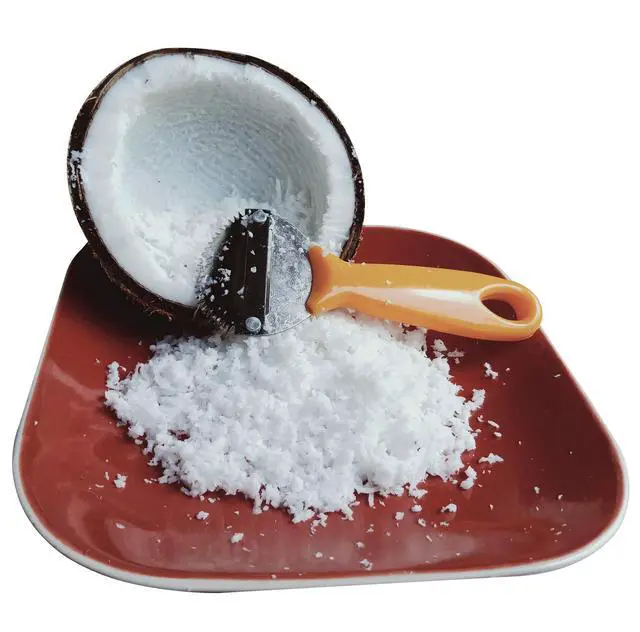 Alt view image 2 of 7 - Coconut Hand Grater Blade Slicer Shredded Scraper Coconut Meat Removal Knife Fish Skin Scale Scraper Remover Tool Vintage Yellow