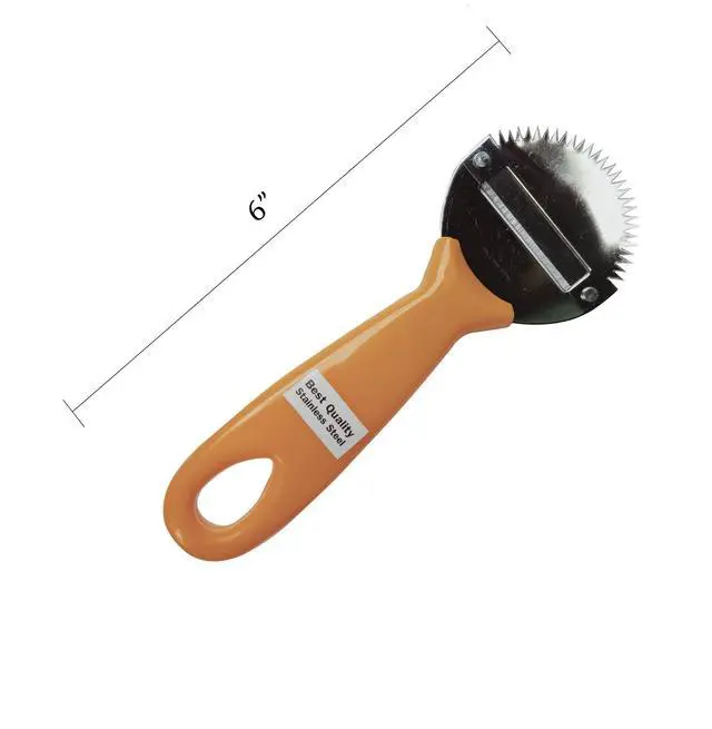 Alt view image 7 of 7 - Coconut Hand Grater Blade Slicer Shredded Scraper Coconut Meat Removal Knife Fish Skin Scale Scraper Remover Tool Vintage Yellow