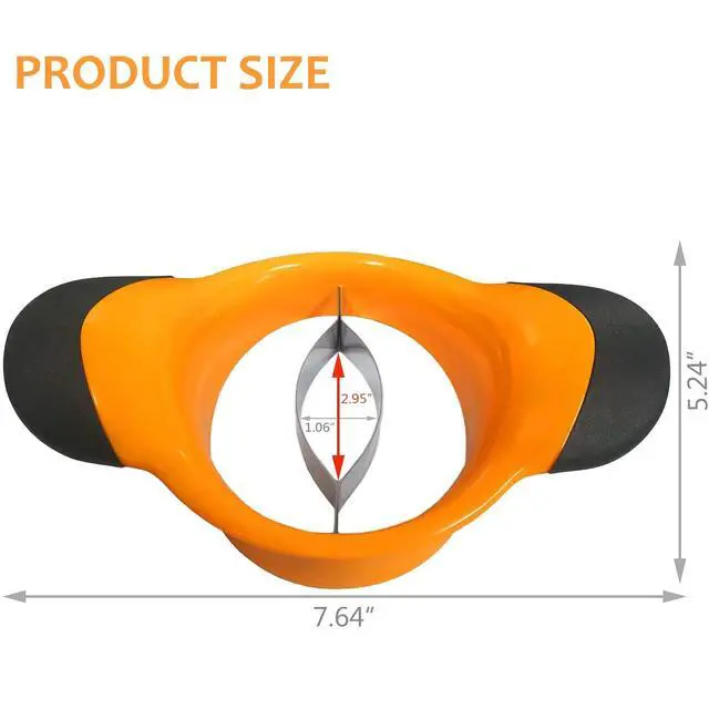 Alt view image 7 of 7 - 3-in-1 Mango Slicer/Peeler/Cutter/Splitter/Pitter with Stainless Steel Blade Pit Remover Tool Non Slip Handles Extra Large Mango Cutter Divider (Orange)