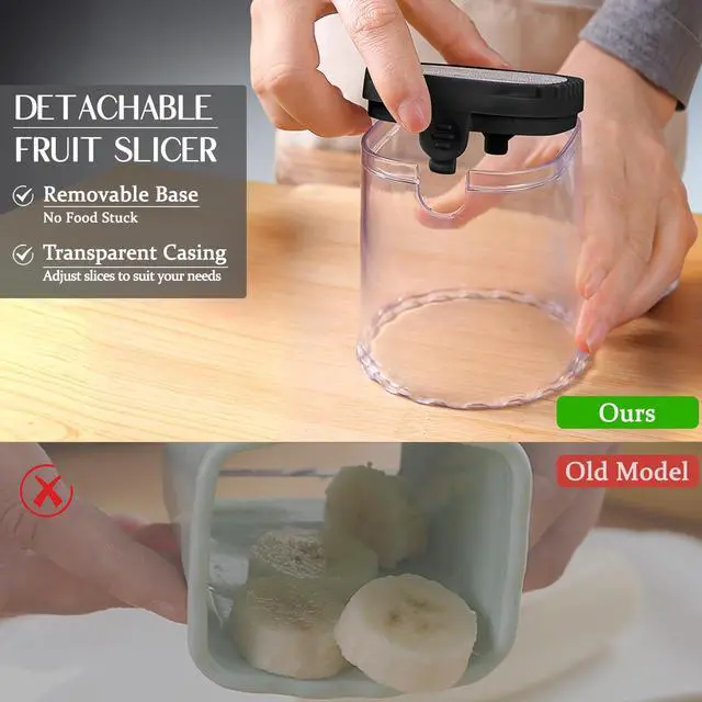 Alt view image 3 of 6 - 2-in-1 Detachable Fruit Slicer & Dicer, Stainless Steel Strawberry Slicer with Lid, Fruit Cutter with Push Plate for Banana Egg, Creative Cup Slicer, Must Have Vegetable Cutter Kitchen Gadget