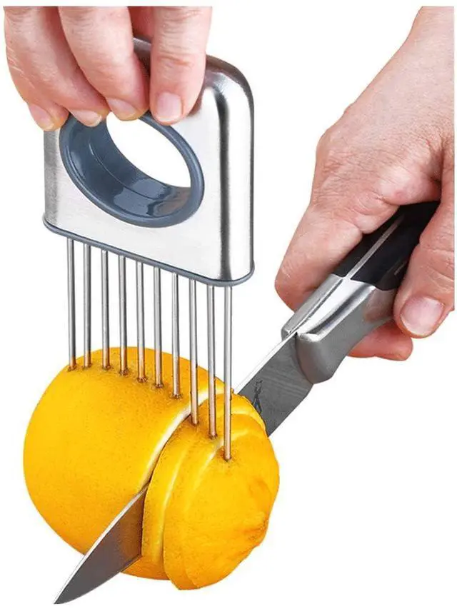 Main image of Lemon slicer fruit splitter onion cut stainless steel ultra-thin household cutting vegetables auxiliary tools kitchen accessorie (Silver)