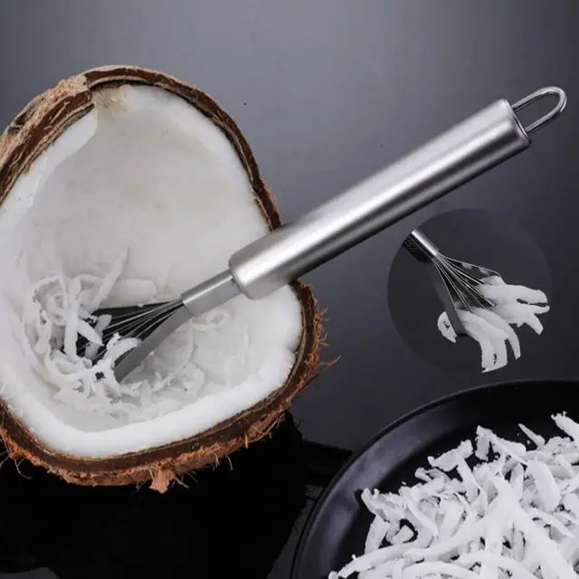 Alt view image 7 of 7 - 2 Pieces Stainless Steel Coconut Scraper Durable Coconut Meat Removal Multi-Purpose coconut shell Opener Melon Scraper Meat Removal for Safe Fruit Seed peel tool Meat Graters Peelers And Slicers