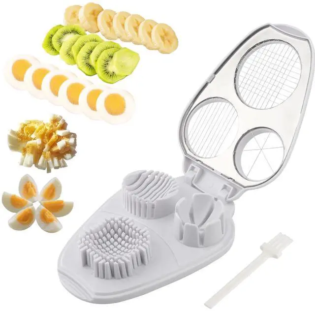 Main image of Egg Slicer for Hard Boiled Eggs 3 In 1, 3 Slicing Modes Eggs Dicer, Stainless Steel Egg Cutter, Kitchen Chopper Tool for Egg, Butter, Strawberry, Tomato, Mushroom, and Grape, Dishwasher Safe