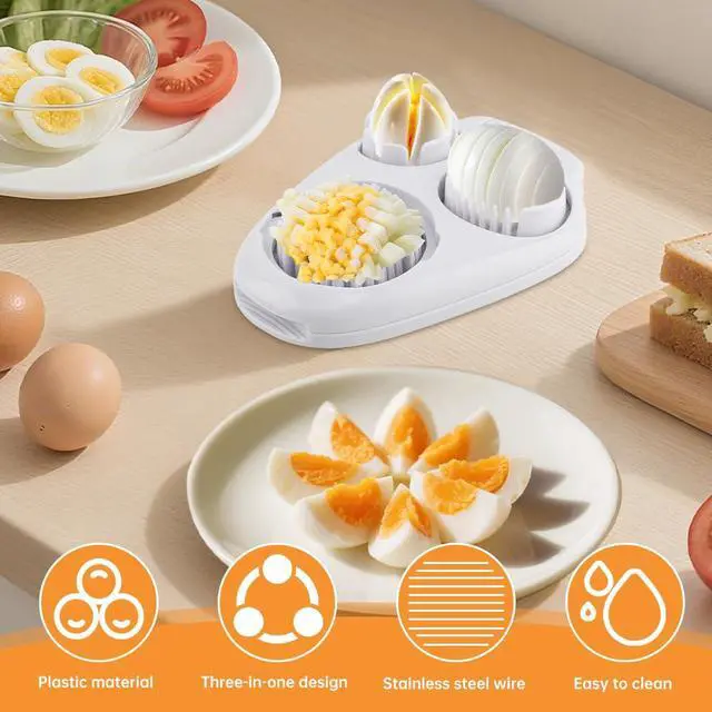 Alt view image 3 of 7 - Egg Slicer for Hard Boiled Eggs 3 In 1, 3 Slicing Modes Eggs Dicer, Stainless Steel Egg Cutter, Kitchen Chopper Tool for Egg, Butter, Strawberry, Tomato, Mushroom, and Grape, Dishwasher Safe