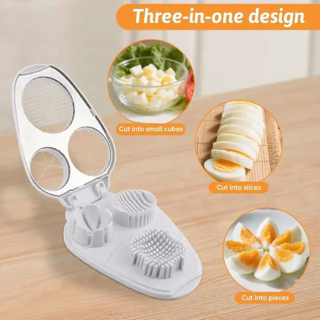Alt view image 4 of 7 - Egg Slicer for Hard Boiled Eggs 3 In 1, 3 Slicing Modes Eggs Dicer, Stainless Steel Egg Cutter, Kitchen Chopper Tool for Egg, Butter, Strawberry, Tomato, Mushroom, and Grape, Dishwasher Safe