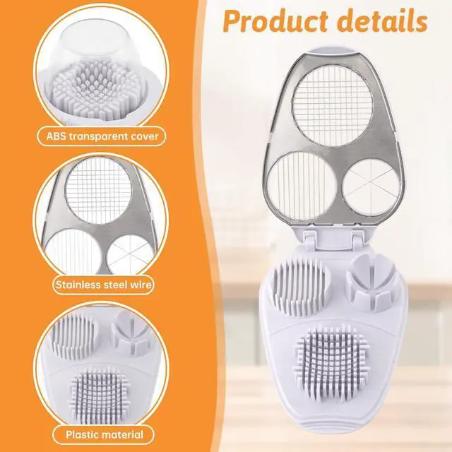 Alt view image 7 of 7 - Egg Slicer for Hard Boiled Eggs 3 In 1, 3 Slicing Modes Eggs Dicer, Stainless Steel Egg Cutter, Kitchen Chopper Tool for Egg, Butter, Strawberry, Tomato, Mushroom, and Grape, Dishwasher Safe