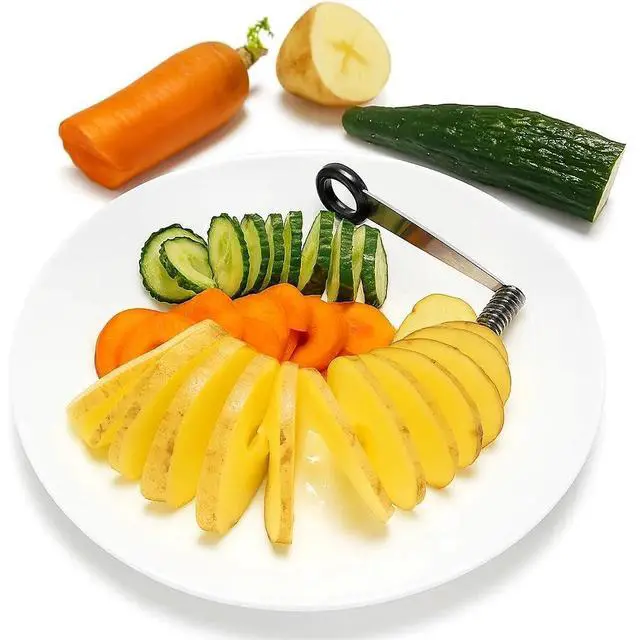 Alt view image 3 of 5 - Piranha Spiral Cutter, Stainless Steel Spiral Cutter for Veggies, Kitchen Spiralizer Tool for Cucumber, Potato, Carrot and More