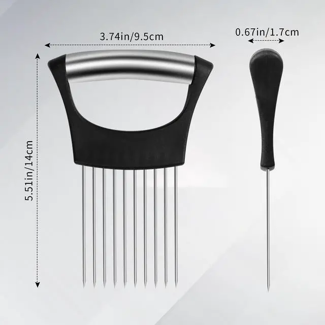 Alt view image 2 of 7 - Onion Slicer Holder,Stainless Steel Onion Slicer for Slicing of Onions,Potato,Tomatoes,Avocados,Eggs and Vegetables(2PCS Black)