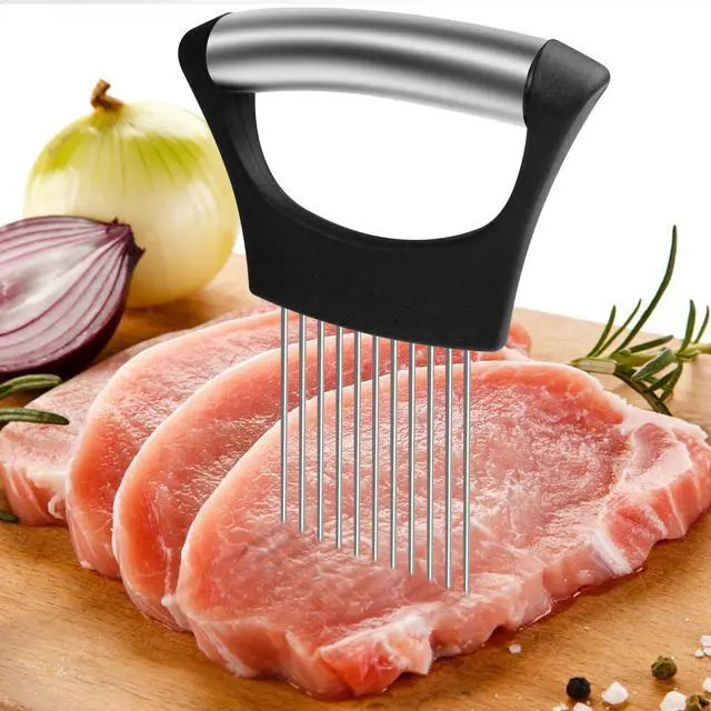 Alt view image 3 of 7 - Onion Slicer Holder,Stainless Steel Onion Slicer for Slicing of Onions,Potato,Tomatoes,Avocados,Eggs and Vegetables(2PCS Black)