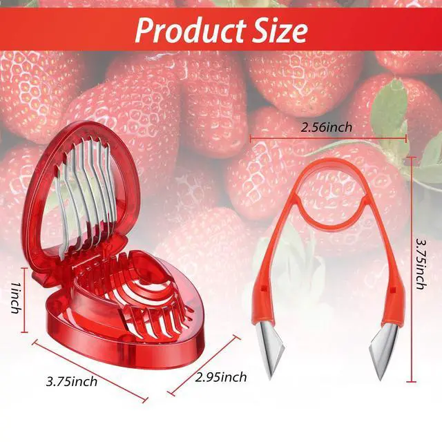 Alt view image 2 of 5 - Pieces Strawberry Slicer Cutter Set, Strawberry Huller Stem Remover Fruit Leaves Huller Peeling Tool Kitchen Accessories Corer for Tomato Pineapple