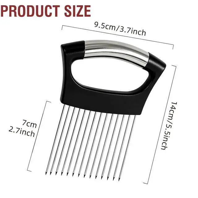 Alt view image 2 of 7 - Onion Holder for Slicing, Onion Cutter Vegetable Chopper, Food Slicer Assistant Tool for Fruit Lemon and Meat,Stainless Steel Tomato Slicer Vegetable Cutter for Potato, Avocados, Eggs,